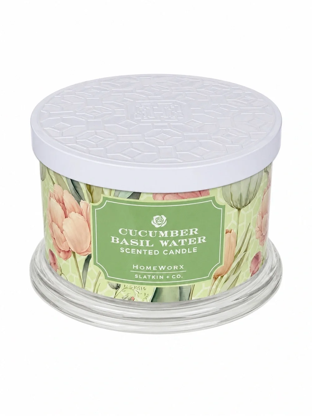 HomeWorx Slatkin Cucumber Basil Water 18oz 4-Wick Scented Candle New Gift